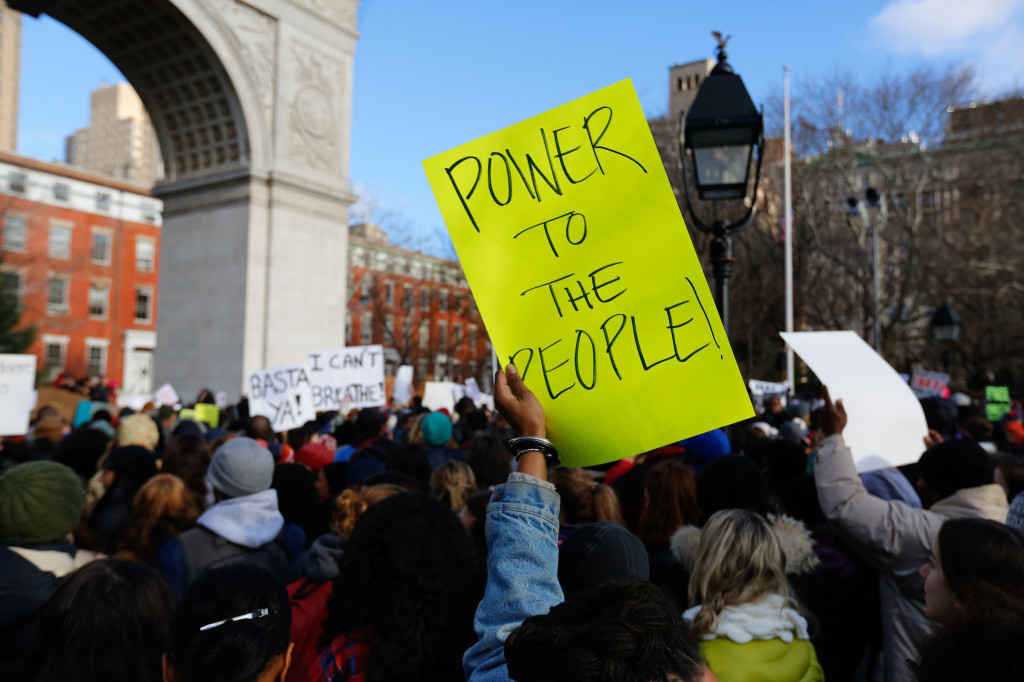 Photo by Lucas Philips: ECF parents and students march together at the Millions March in December